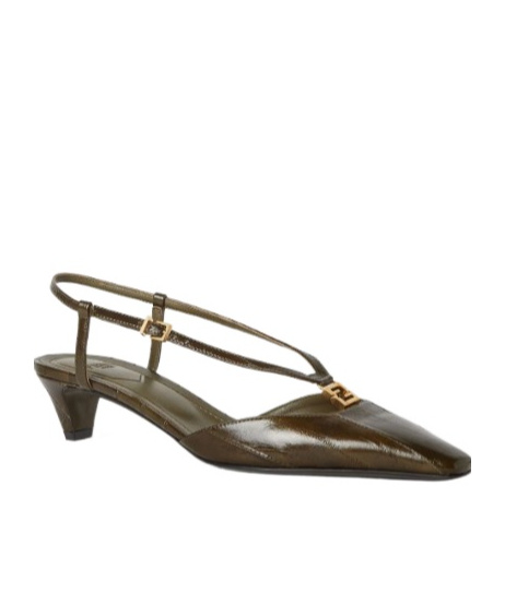 Fendi 40mm Slingback Pointed-toe Heeled Pumps In Green
