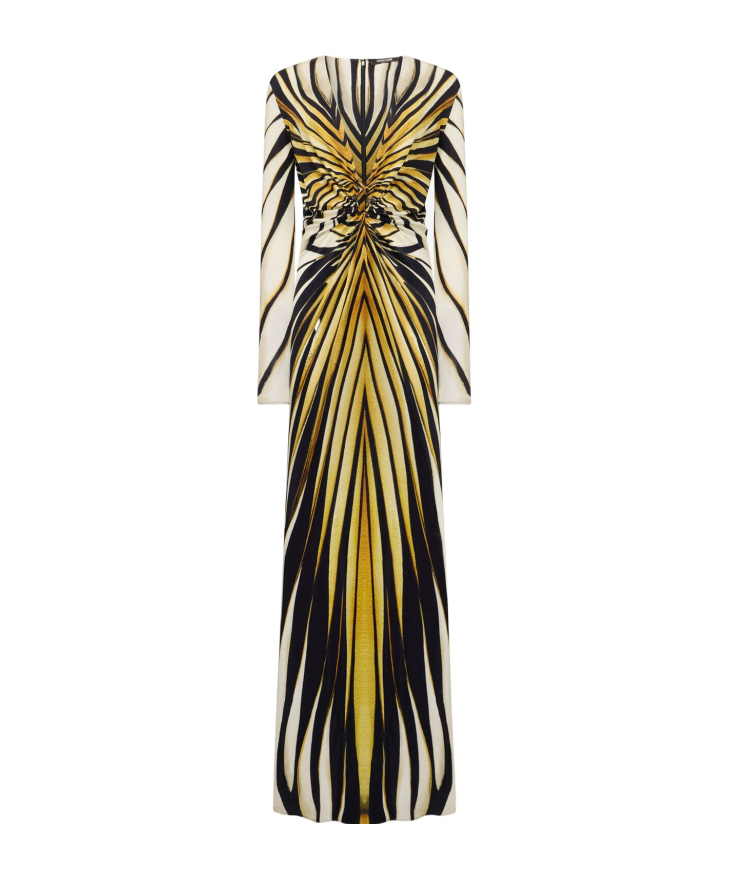 ROBERTO CAVALLI RAY OF GOLD PRINT MAXI DRESS