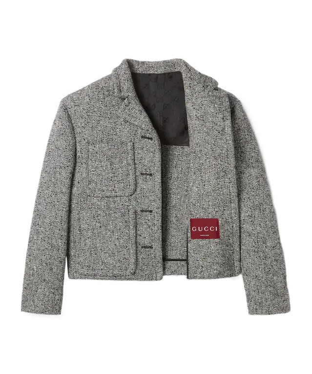 Gucci Double Cotton-wool Mouliné Jacket In Gray