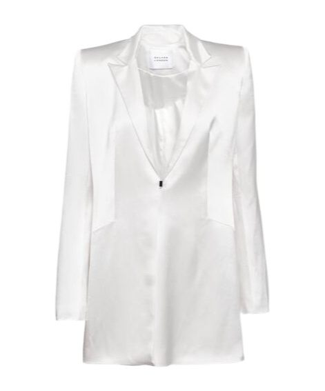Galvan Bridal Leith Satin Blazer Dress In White