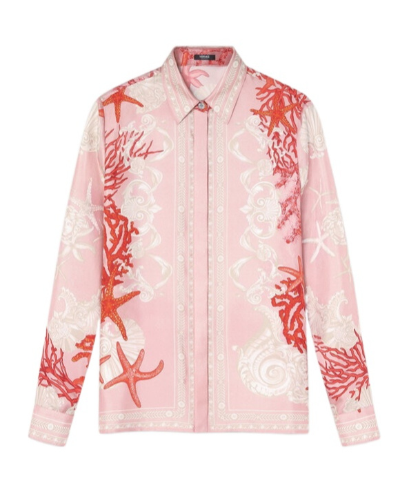 Versace Women Shirt Baroque Sea In Pink