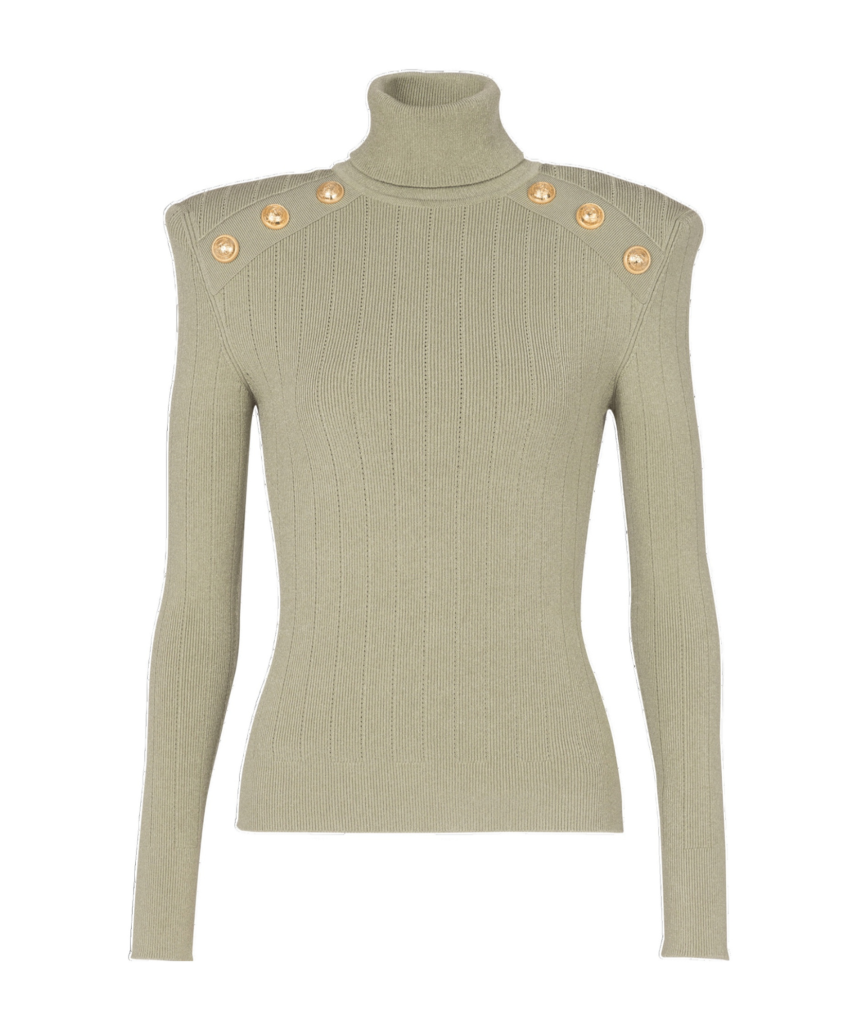 BALMAIN BUTTON-TRIMMED TURTLENECK SWEATER