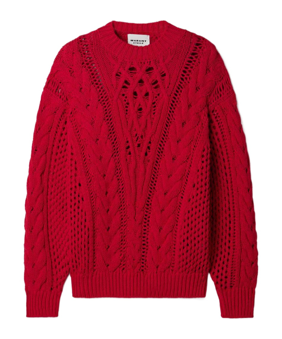 Isabel Marant Étoile Lenza Open-knit Cotton-blend Sweater In Red