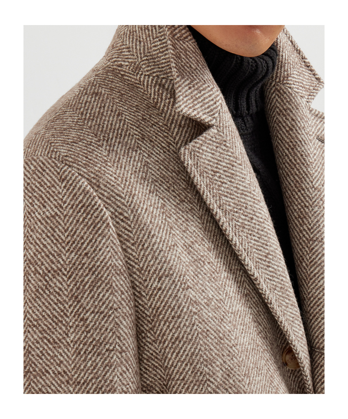 Brunello Cucinelli Chevron-pattern Single-breasted Coat In Multi