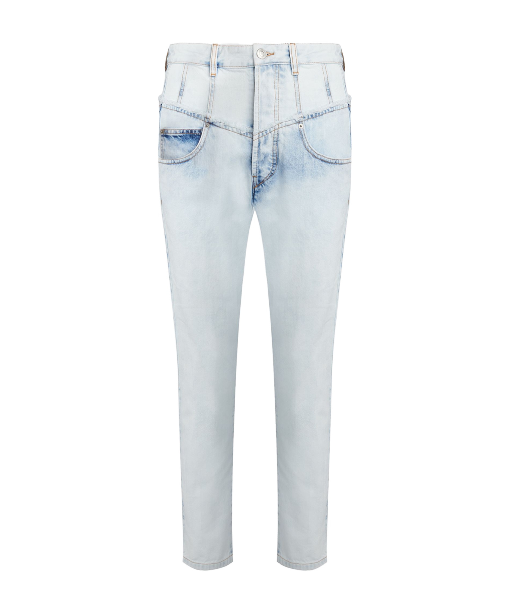 Isabel Marant High Waist Zipper Denim Trousers In White