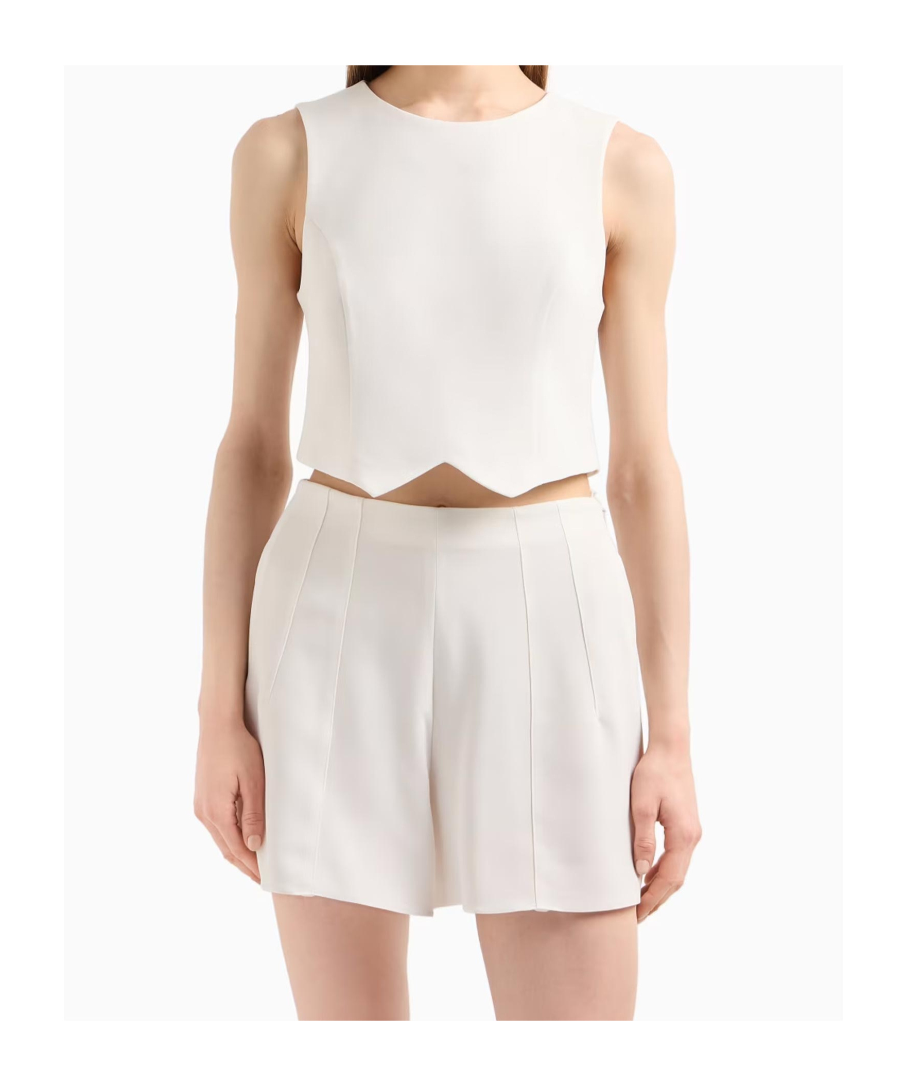Emporio Armani Icon Triacetate Fabric Shorts In White