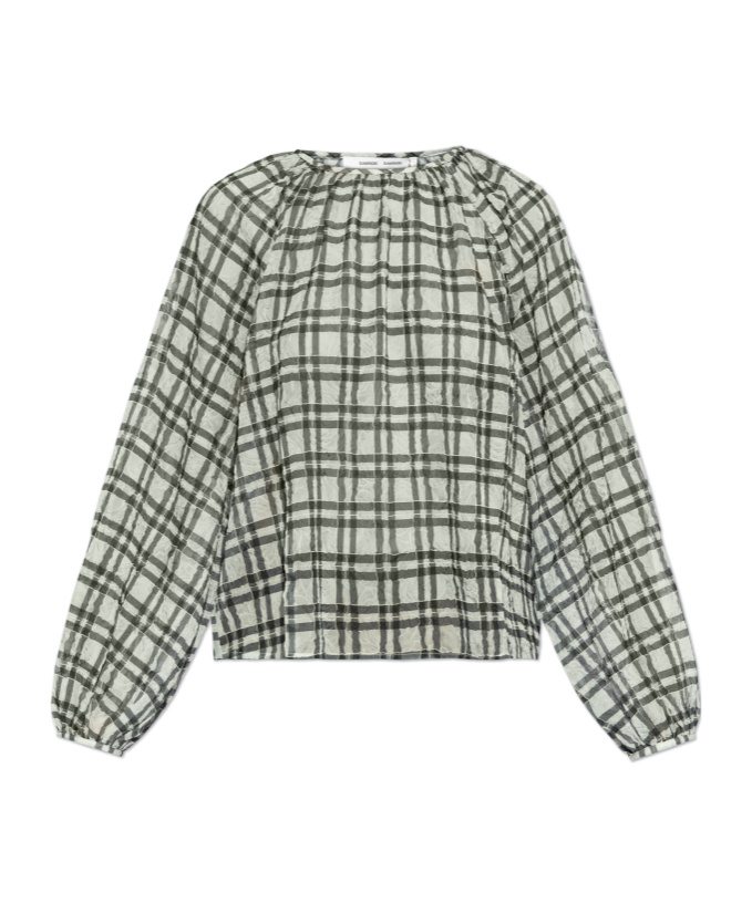 Shop Samsoe & Samsoe Checked Blouse In Gray