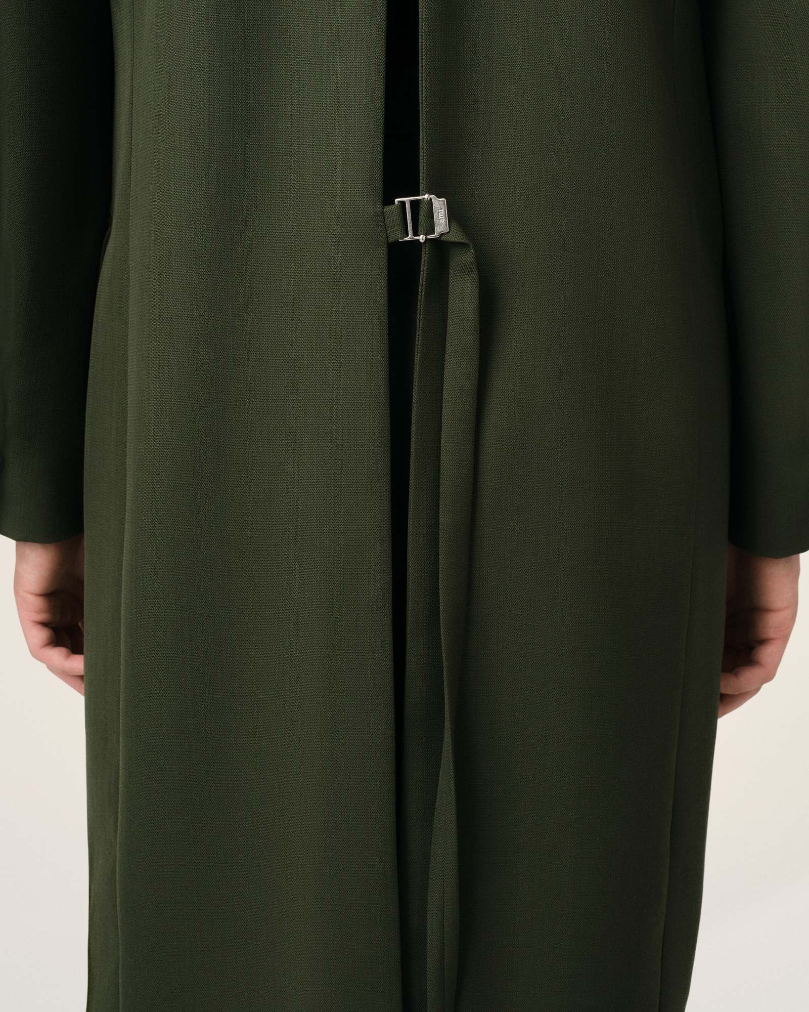 Shop Ami Alexandre Mattiussi Green Wool Back Slit Long Coat