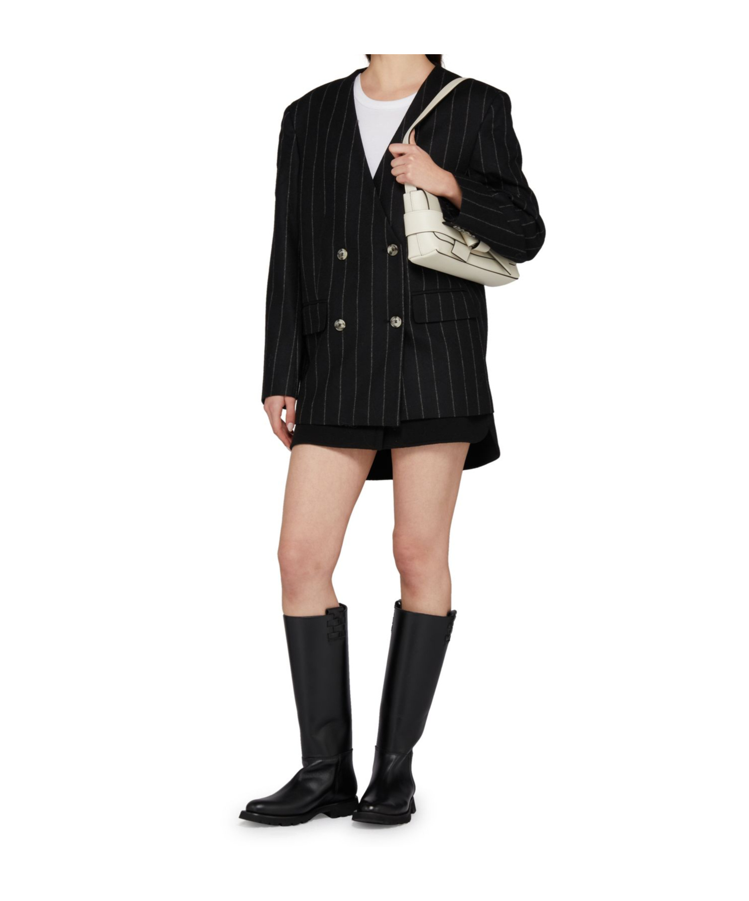 Shop Anine Bing Striped Blazer In Dark Gray