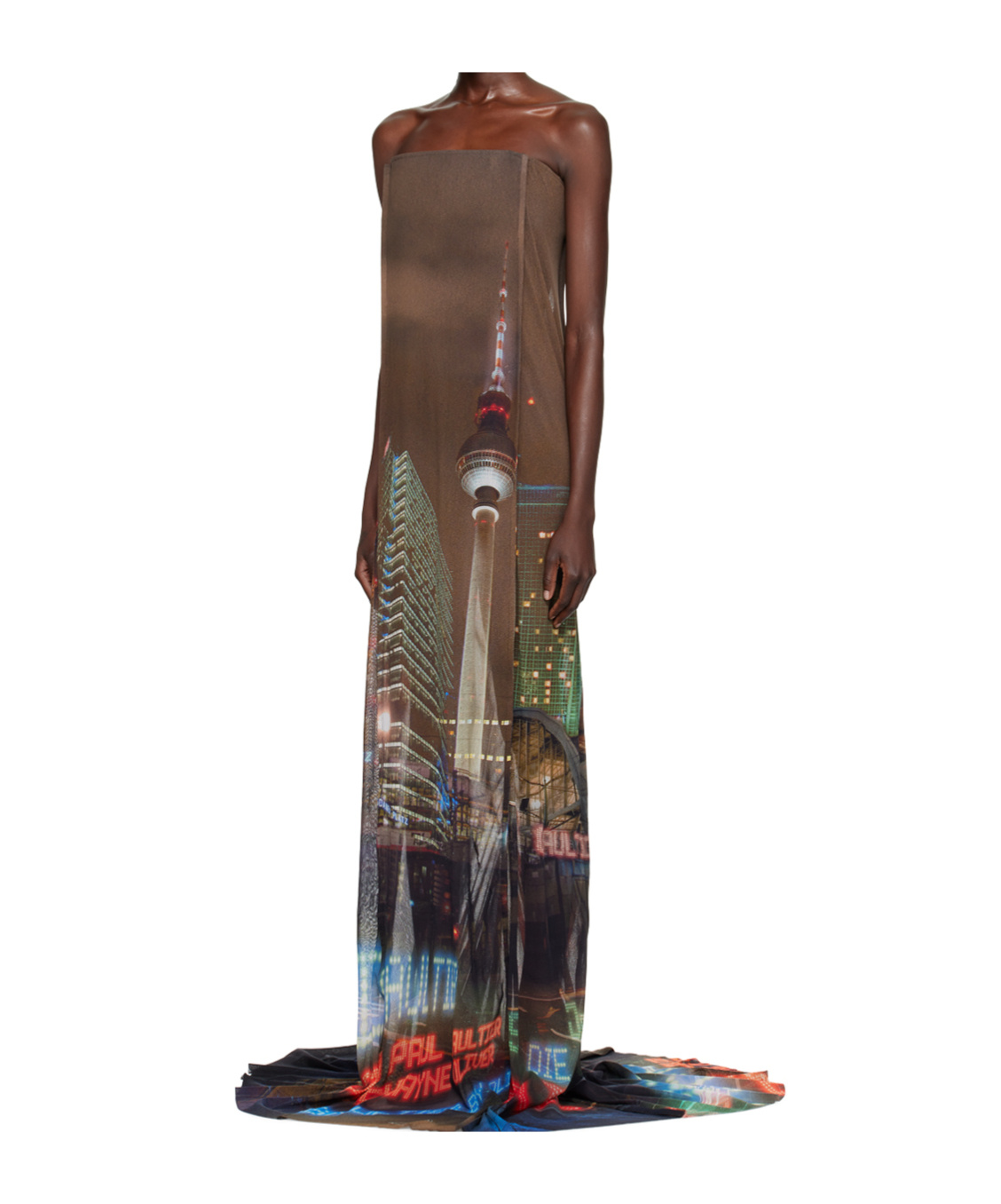 Jean Paul Gaultier X Shayne Oliver Printed Tulle Gown In Brown