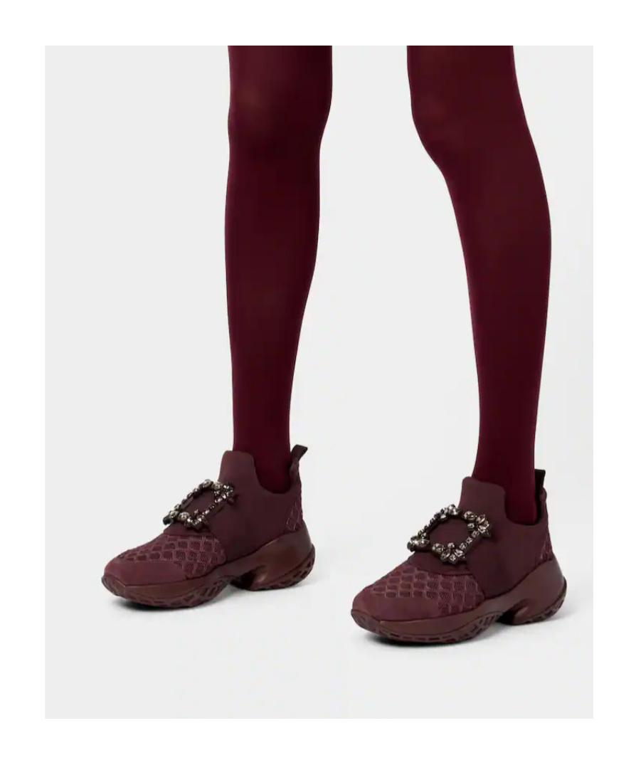 Roger Vivier Viv' Run Sneakers In Fabric In Burgundy