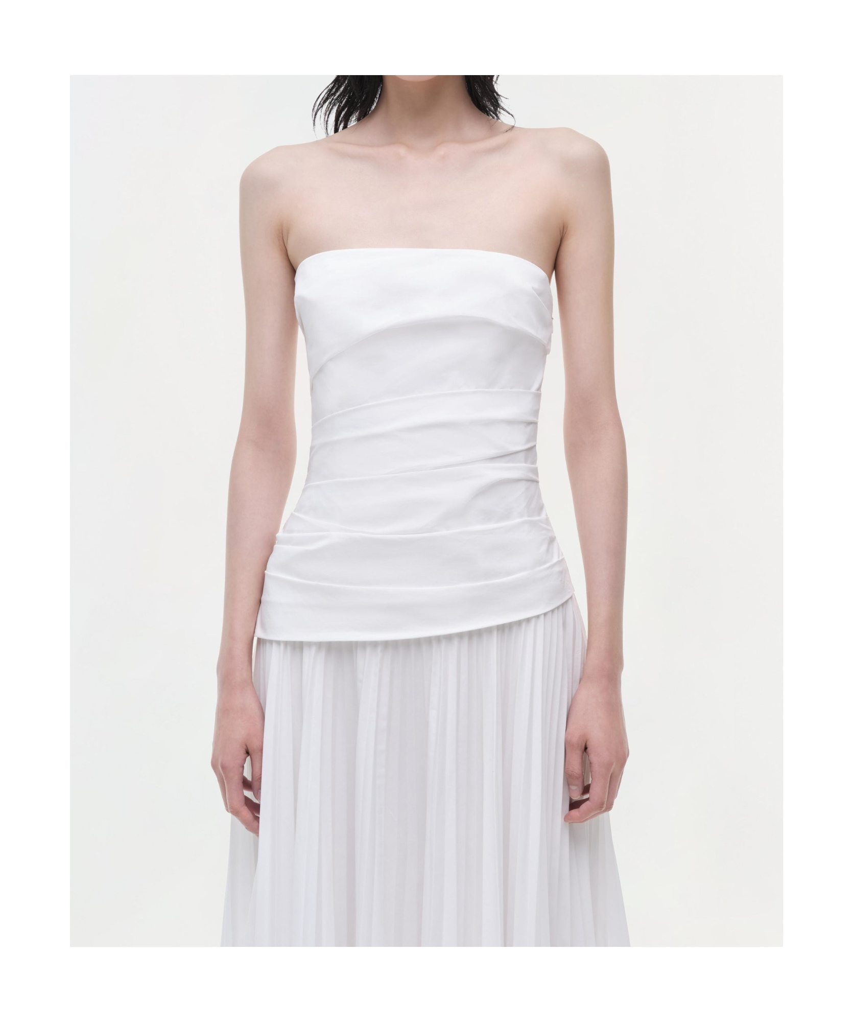 Simkhai Arie Strapless Bustier Midi Dress In White