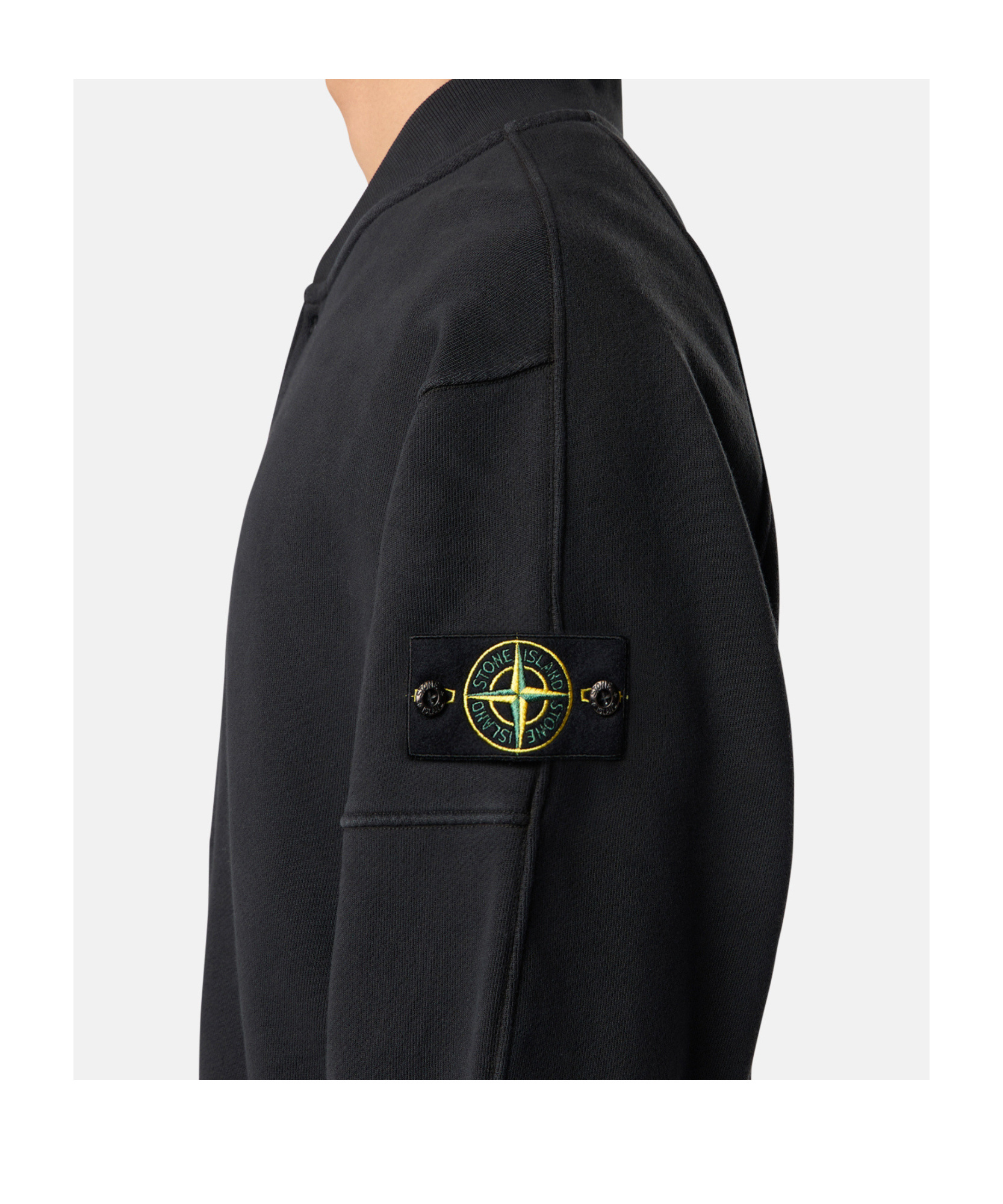 Stone Island 6100034 Organic Cotton Diagonal Fleece 'old' Effect In Black