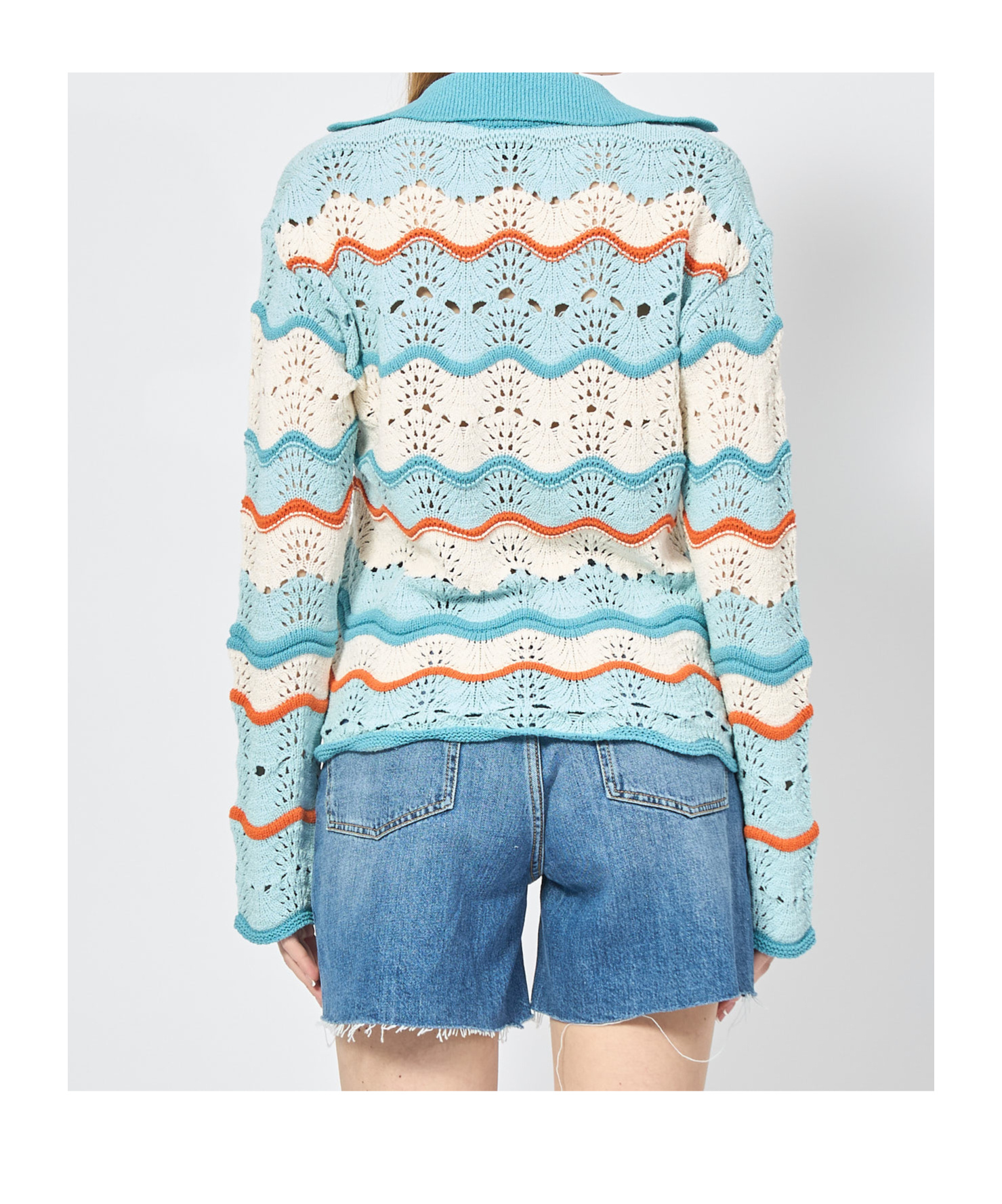 Hugo Boss Hollow Sweater In Blue