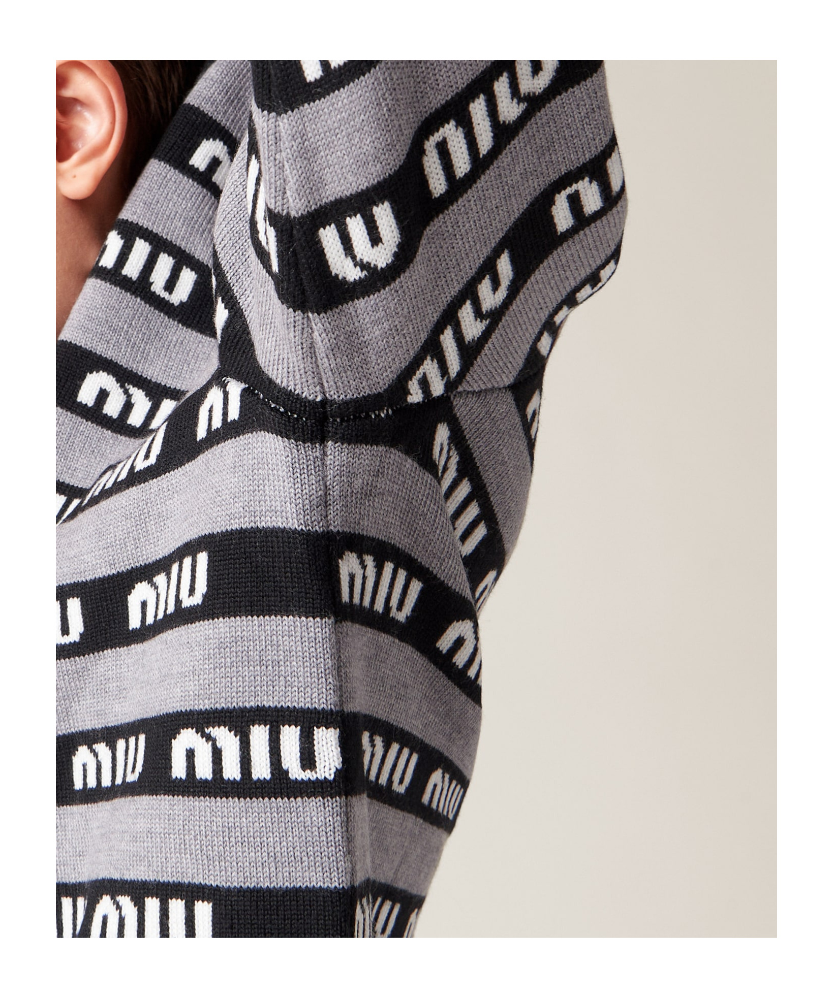 Miu Miu Logo-intarsia Wool Cardigan In Black