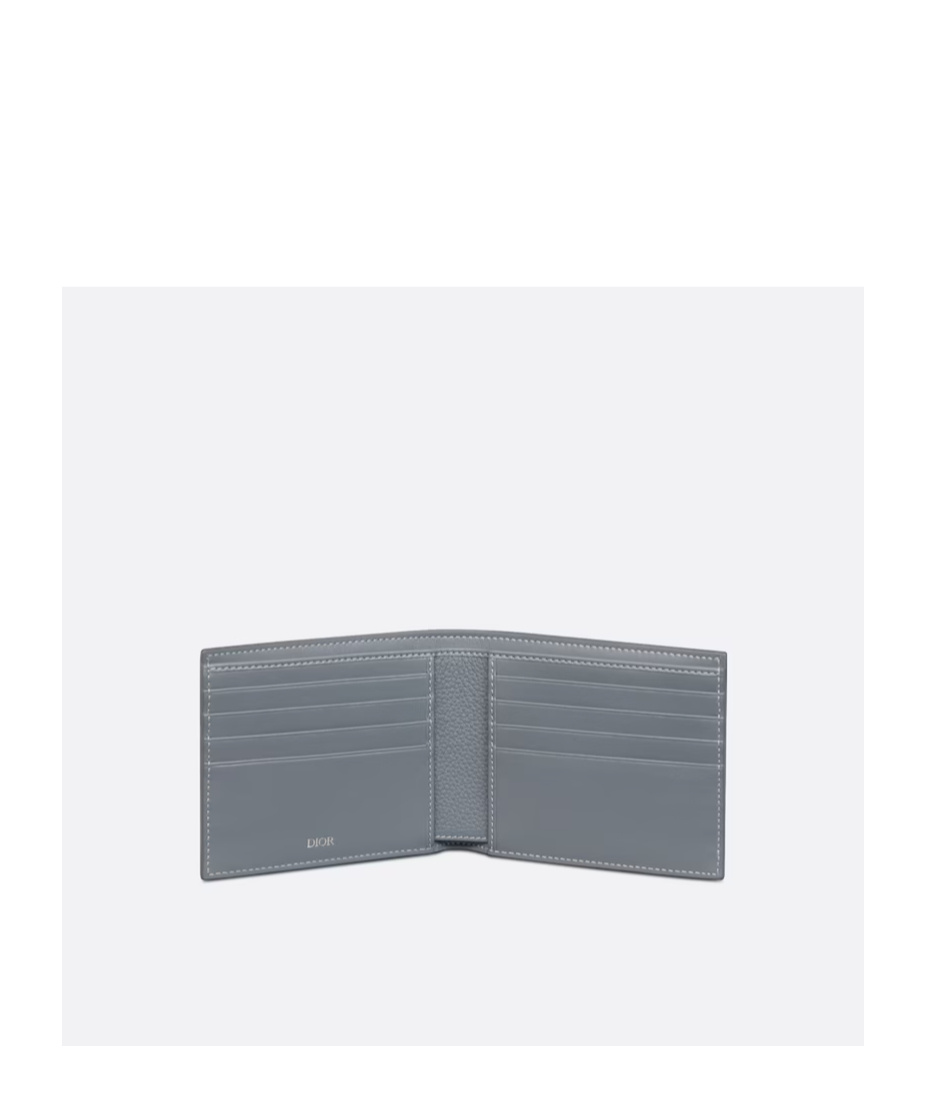 Dior Cd Icon Double Fold Wallet In Gray