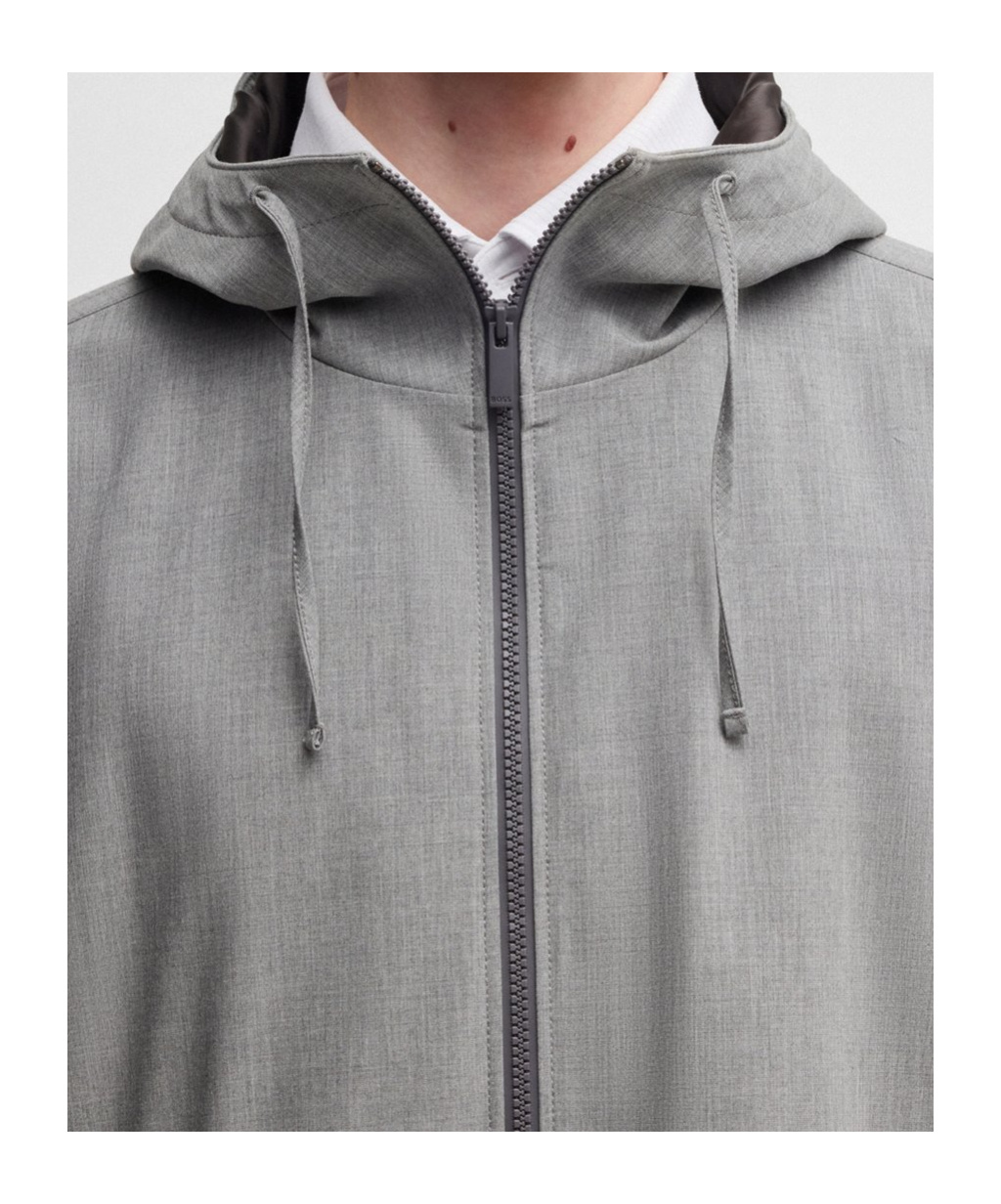 Hugo Boss Regular-fit Jacket In Performance-stretch Material In Gray