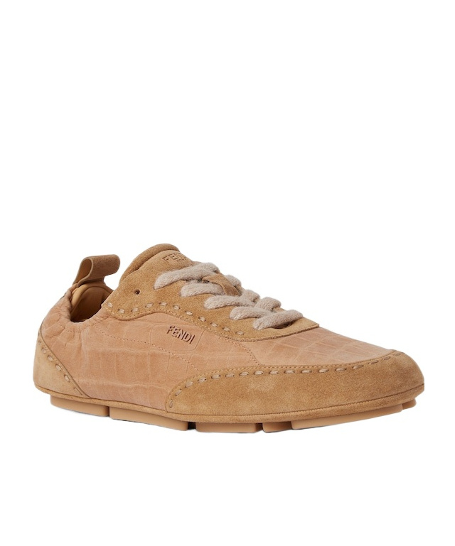 Fendi Beige Leather Low-tops In Brown