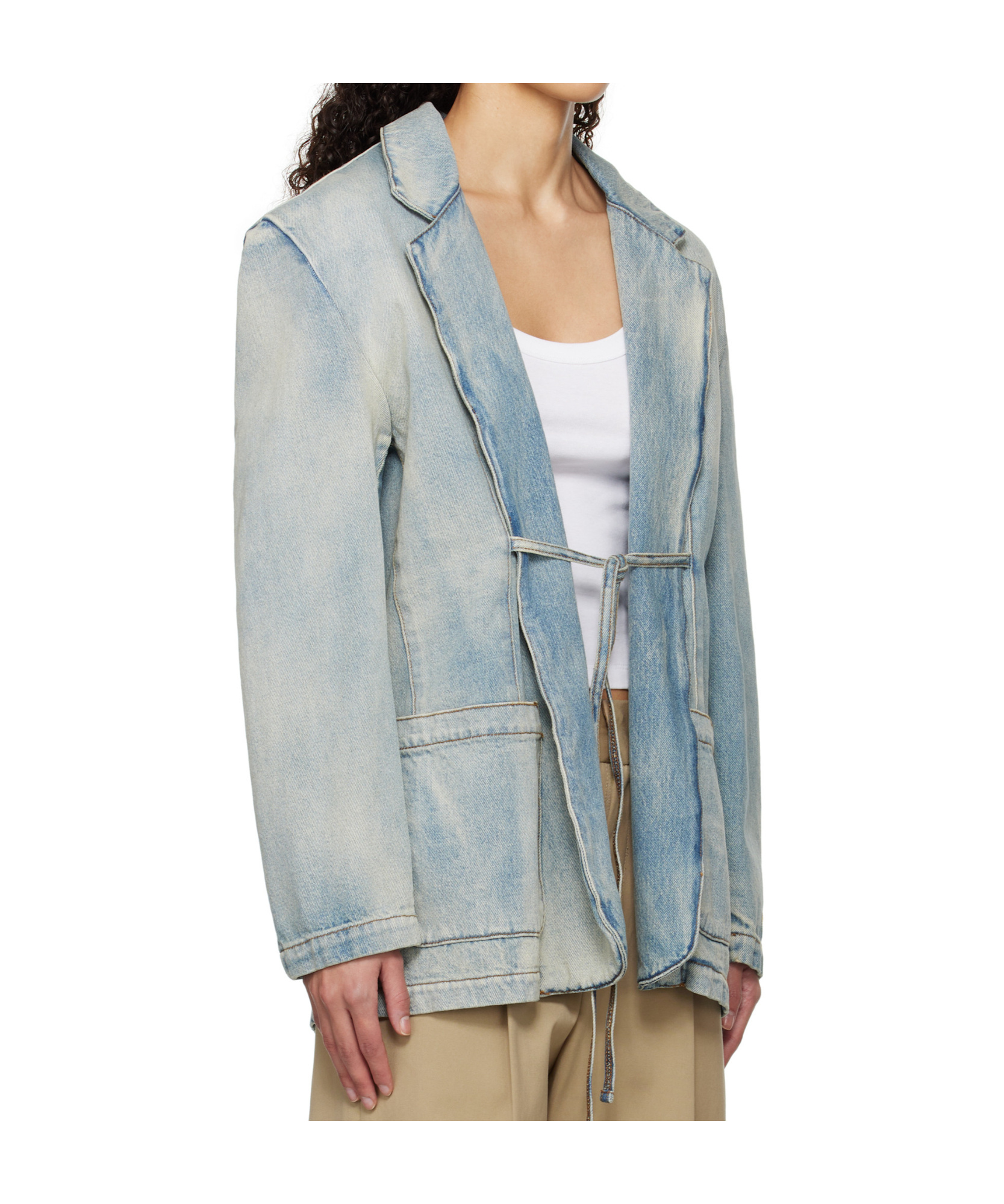 Msgm Blue Faded Denim Jacket In Light Blue
