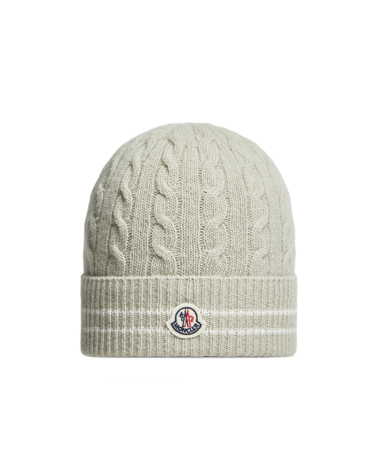 Moncler Stripe-trimmed Wool Beanie In Gray