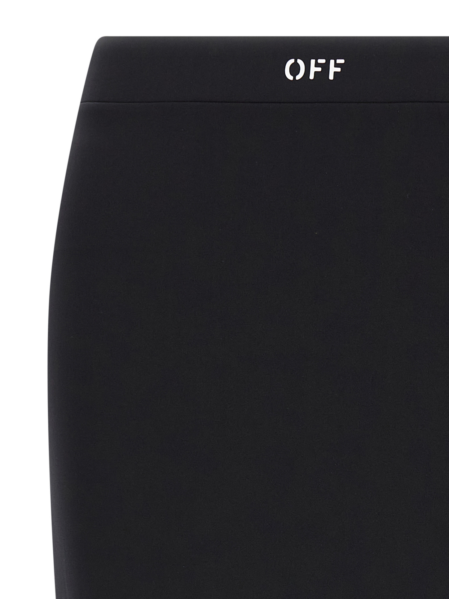 Off-white Fitted Midi Skirt In Stretch Technical Fabric With Front Logo Detail In Black