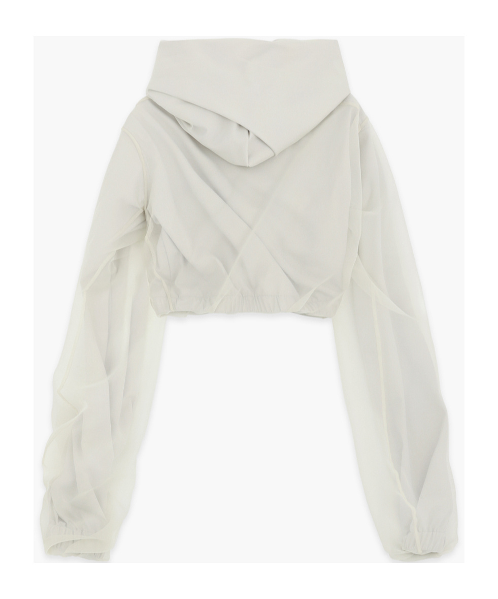 We11 Done Layered Cropped Hoodie In White