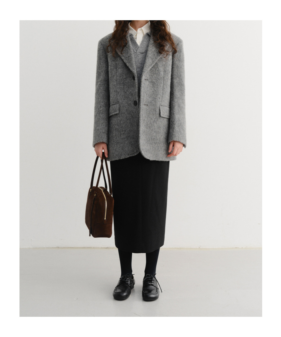 Dunst Unisex Alpaca Blazer Coat In Gray