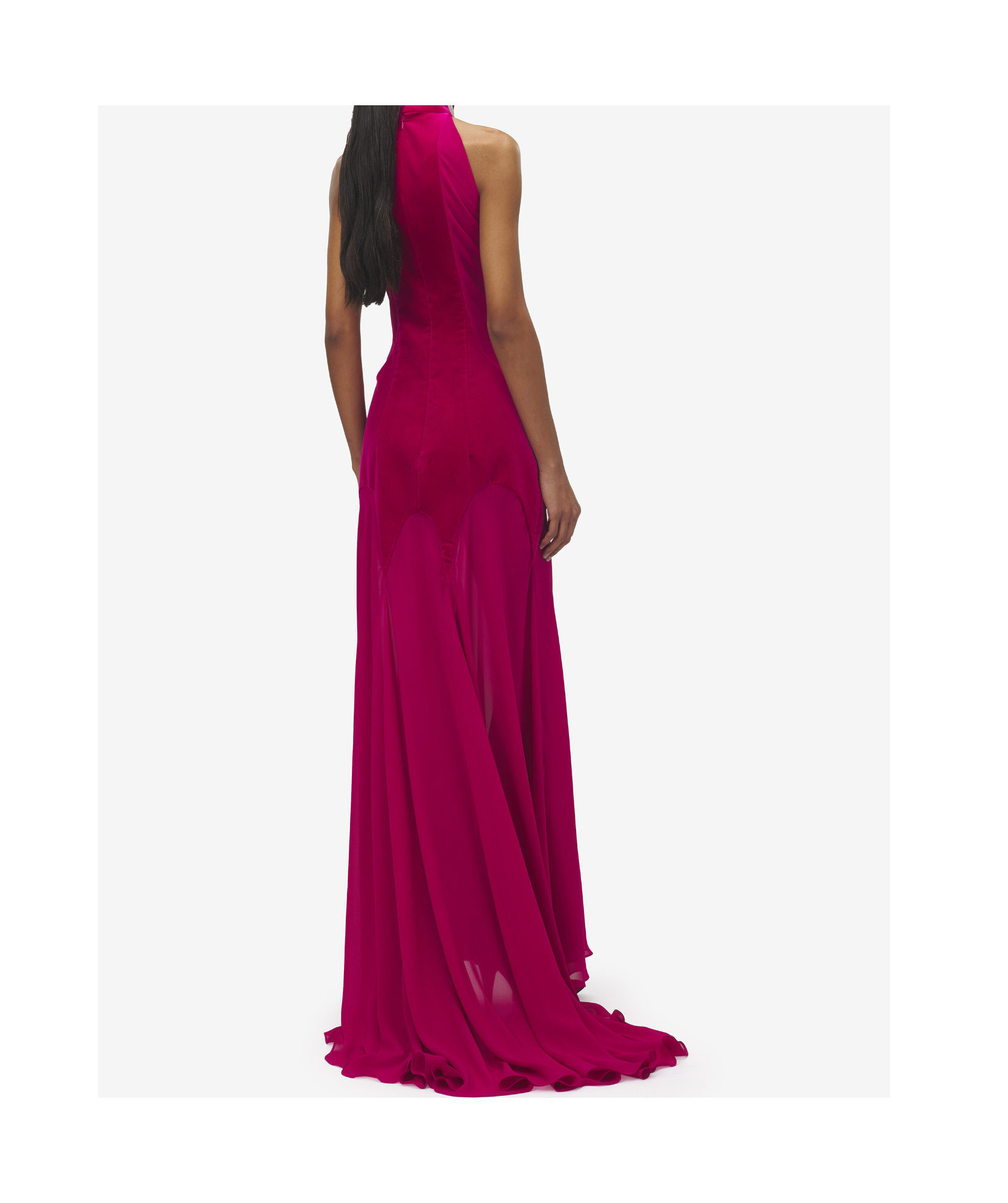 Alexander Mcqueen Women's Silk Georgette Evening Dress In Fuchsia In Pink