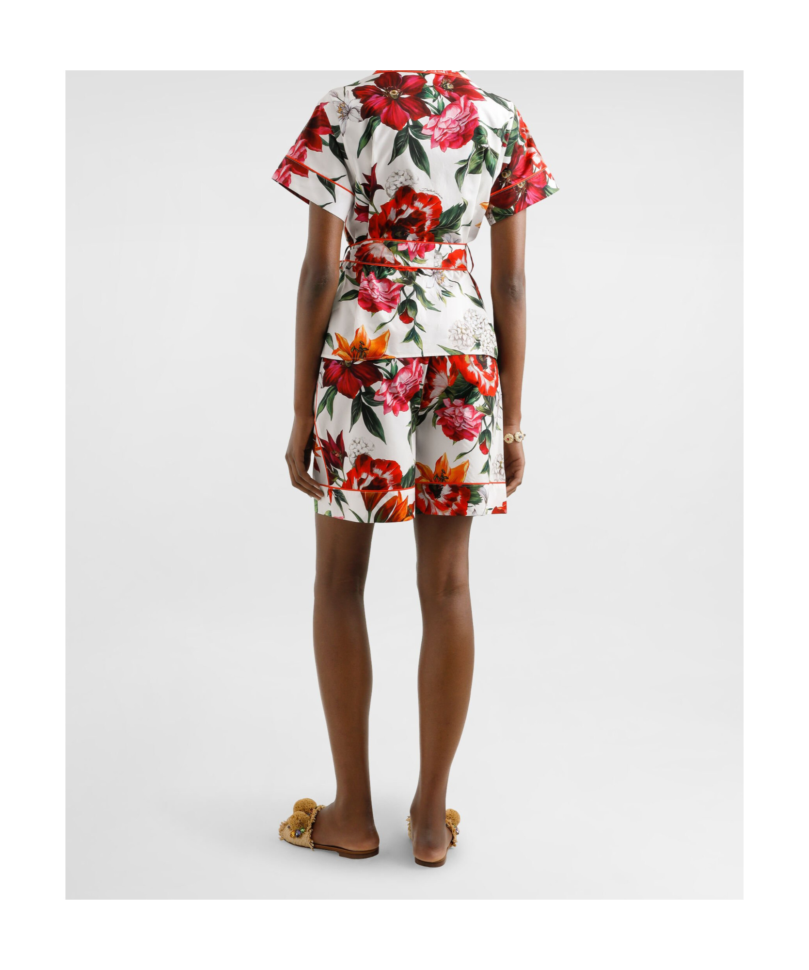 Dolce & Gabbana Waistband Elastic Floral Print Pockets Side
