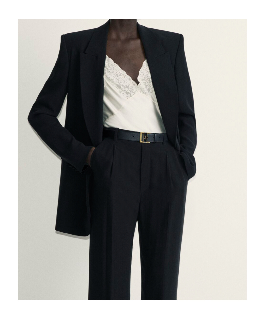 Saint Laurent Long-sleeved Suit Coat In Black
