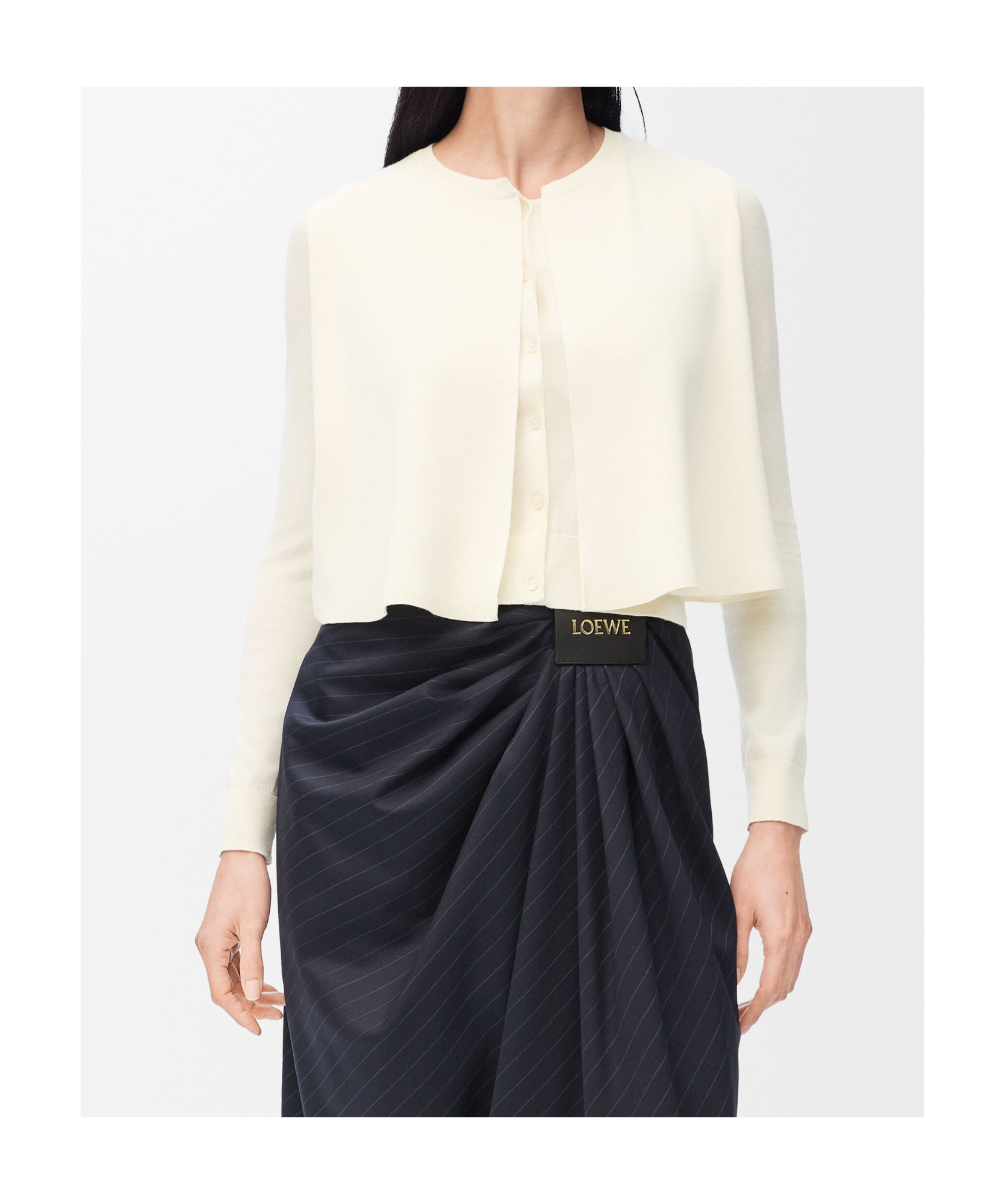 Loewe Long-sleeved Wool Cardigan In White
