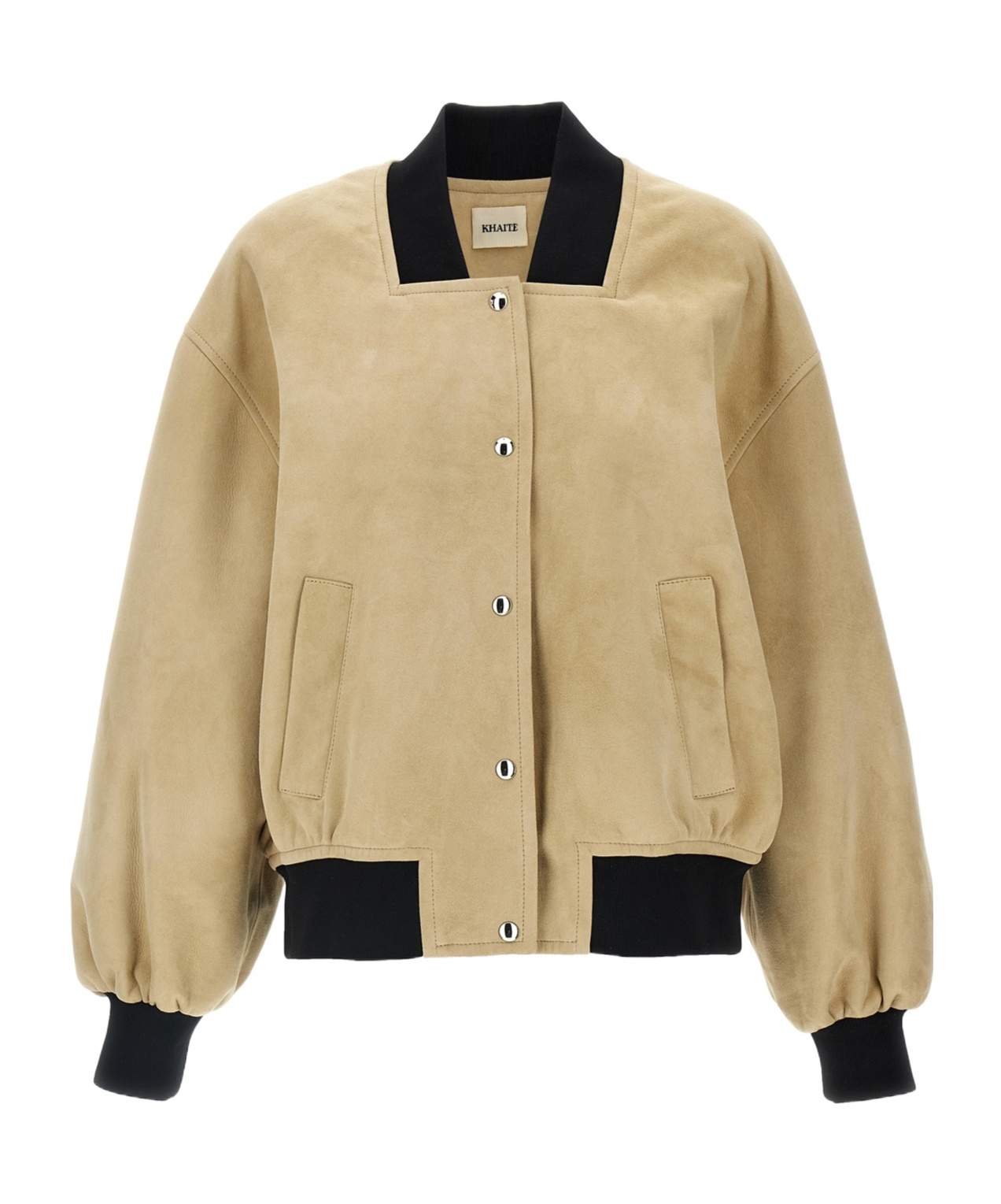 Khaite Spence Suede Bomber Jacket In Nude