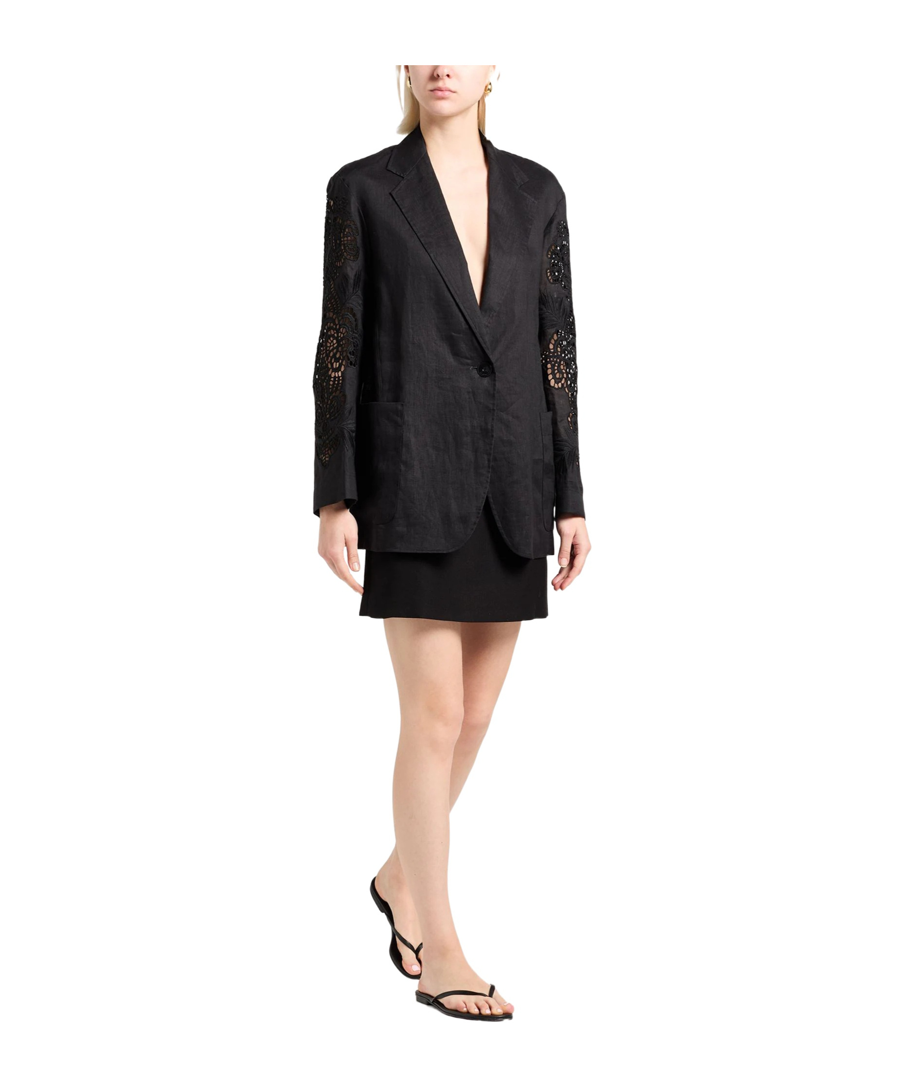 Max Mara Linen Blazer In Black