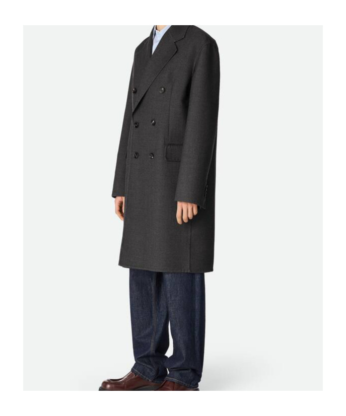 Bottega Veneta Double-layer Wool Coat In Black