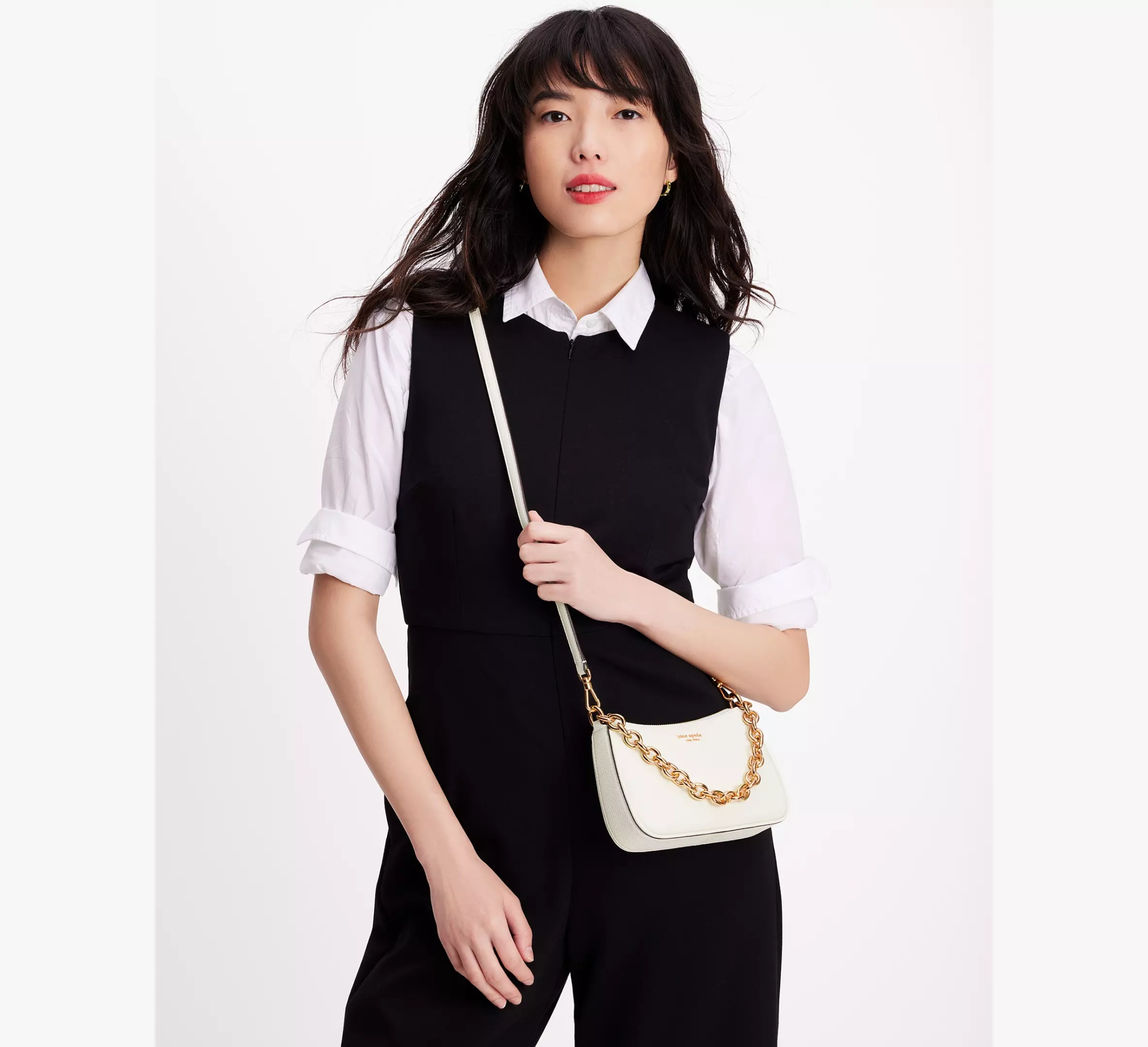 Kate Spade Jolie Small Leather Convertible Crossbody Bag In White
