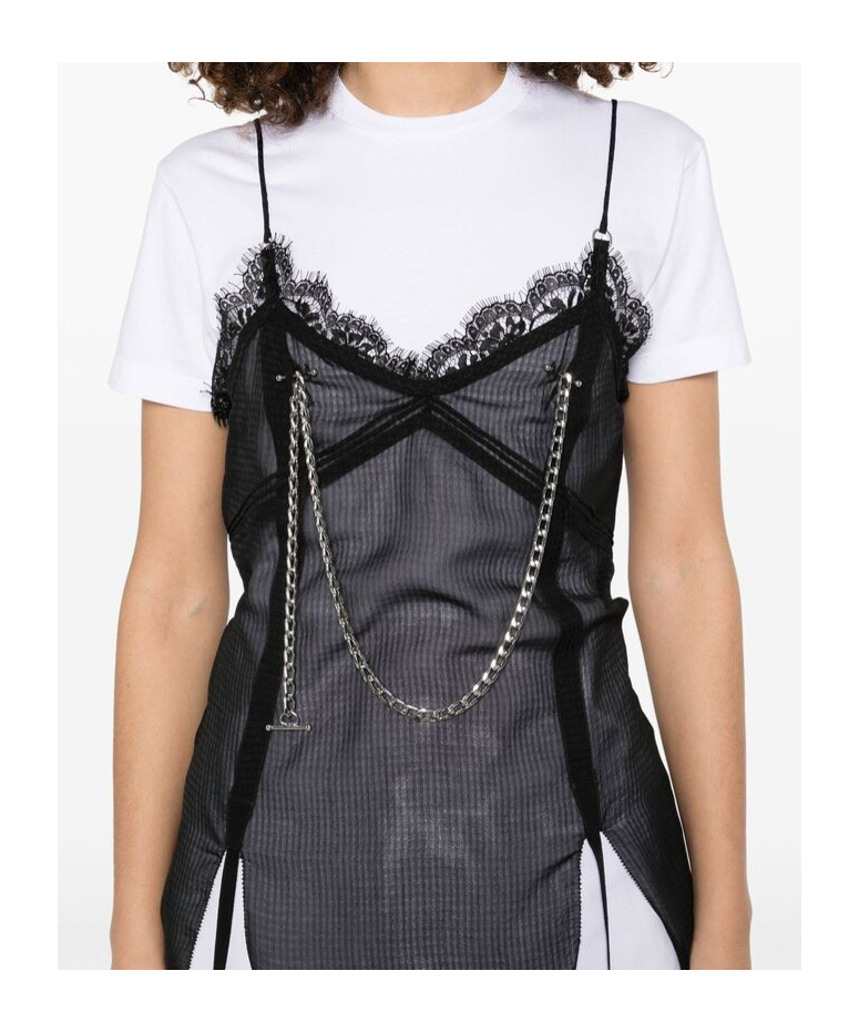 Dsquared2 Pierced Apron Layered Effect Mini Dress In White