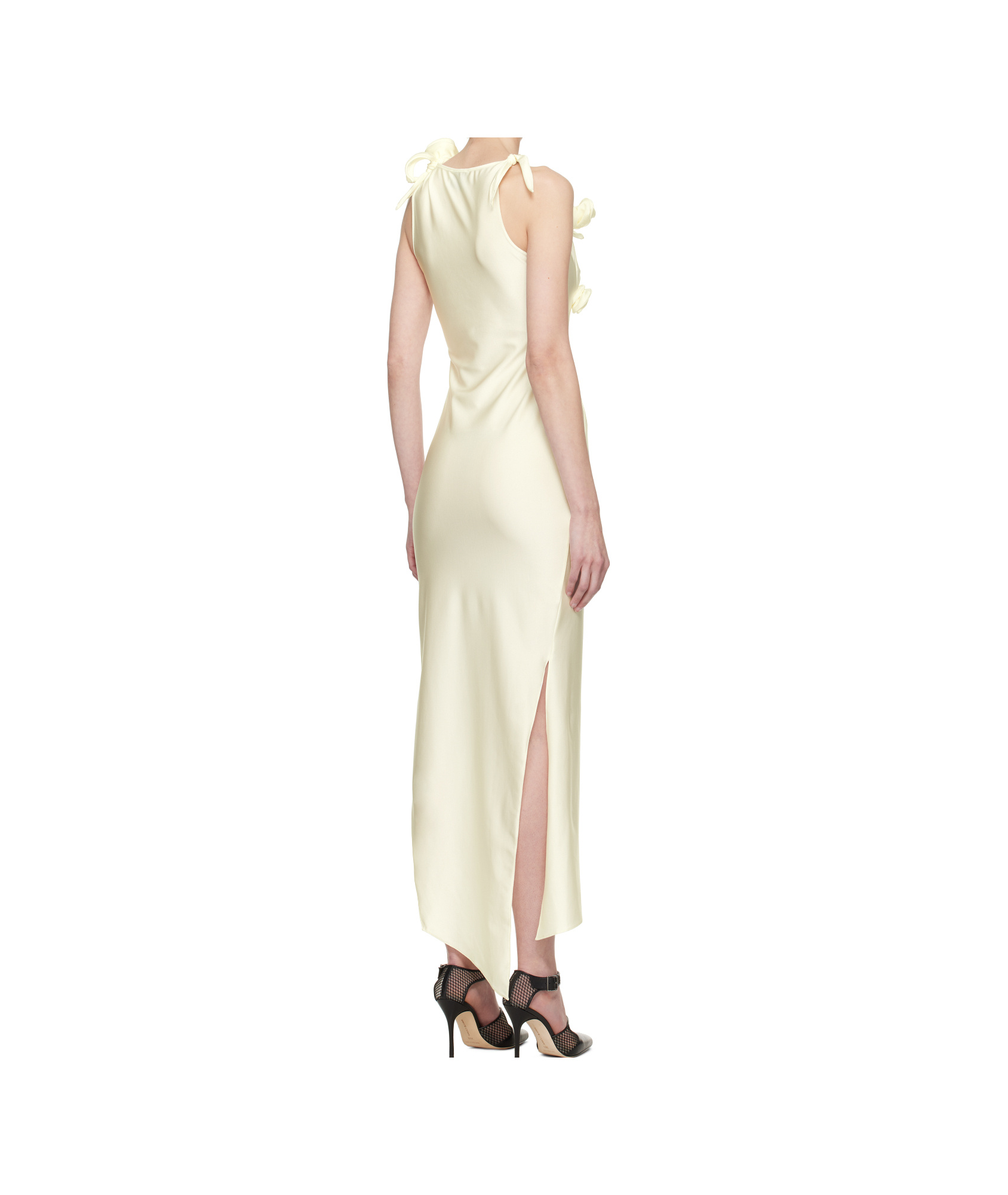 Coperni Rosette Cutout Asymmetric Stretch Jersey Gown In White