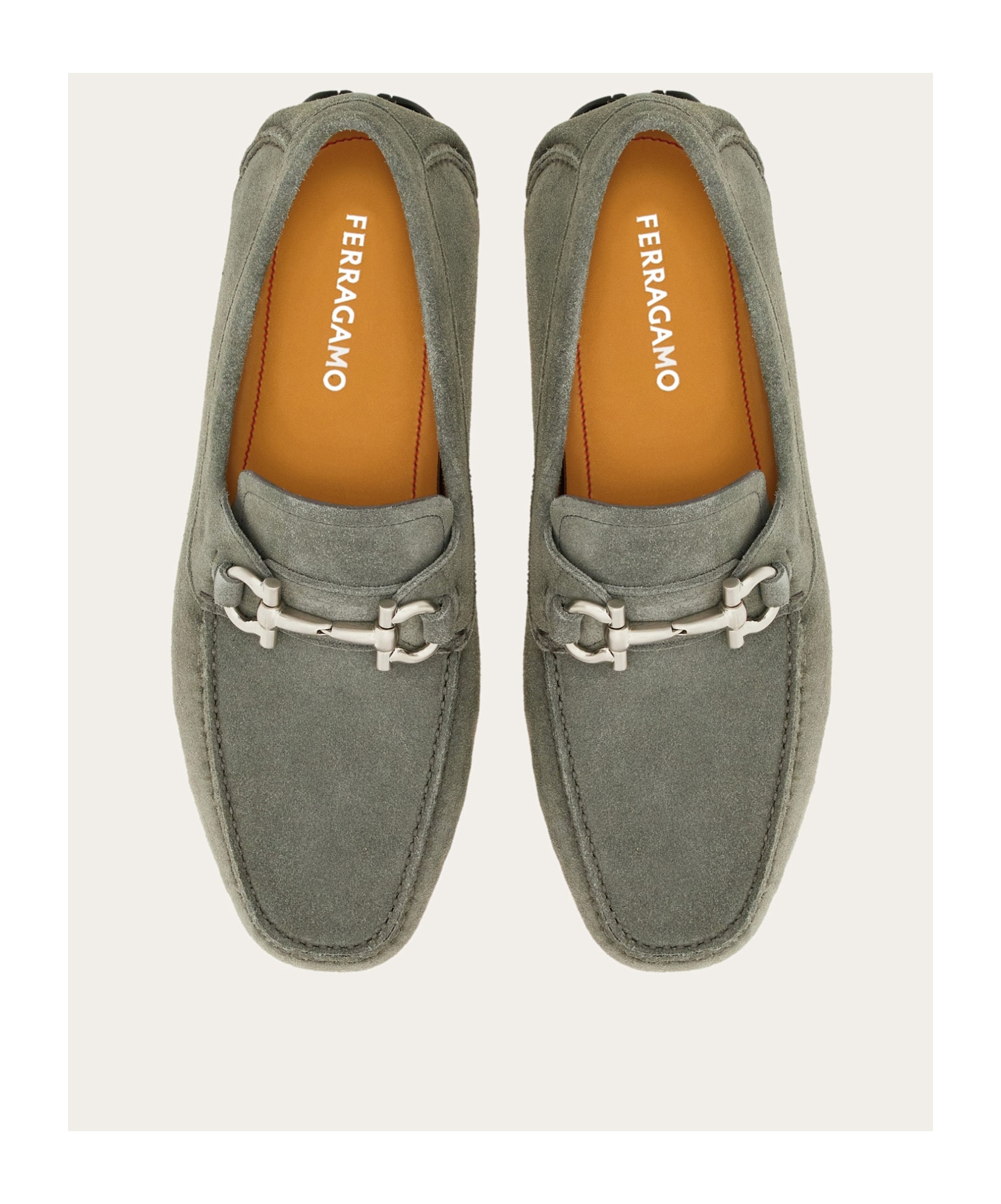 Ferragamo Logo Loafers In Gray