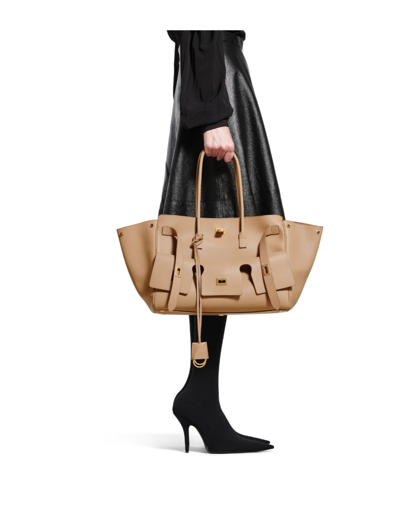 Balenciaga Leather Bel Air Carry All Tote Bag In Green