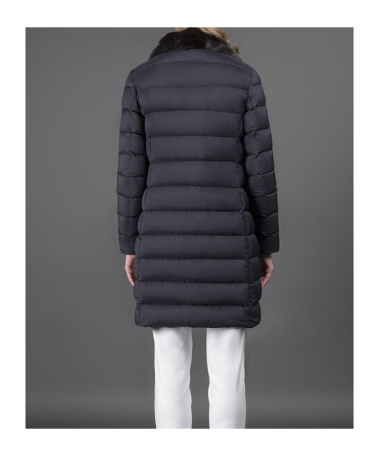 Moorer Double Breasted Long Down Jacket Longan In Black