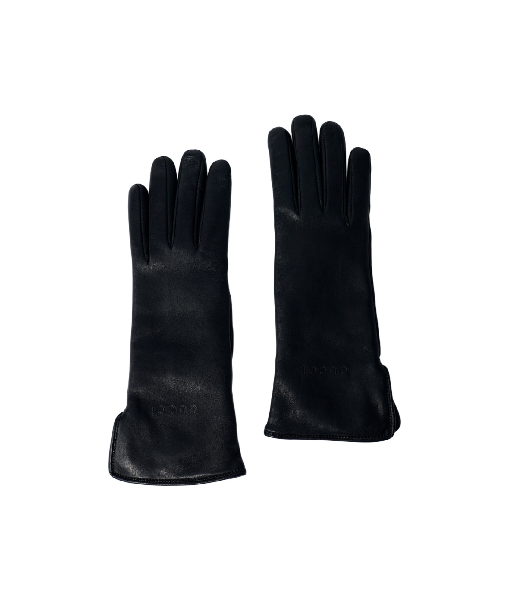 Gucci Logo Embossed Gloves In Black