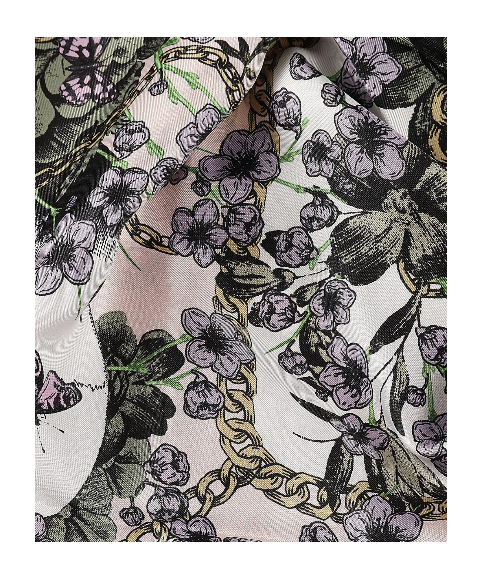 Alexander Mcqueen Flower Skeleton Silk Scarf In Black
