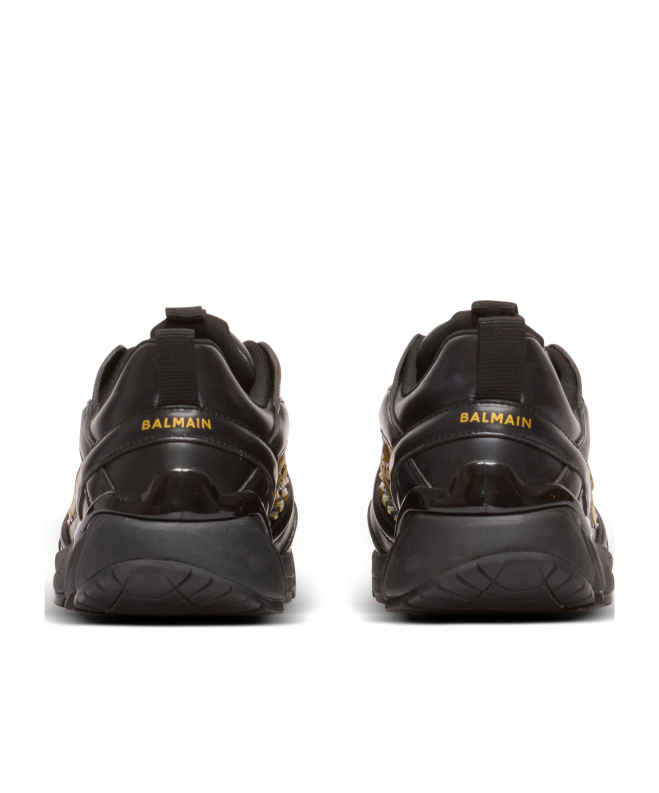 Balmain Cosmic Dust Glazed Leather Chunky Trainers In Black