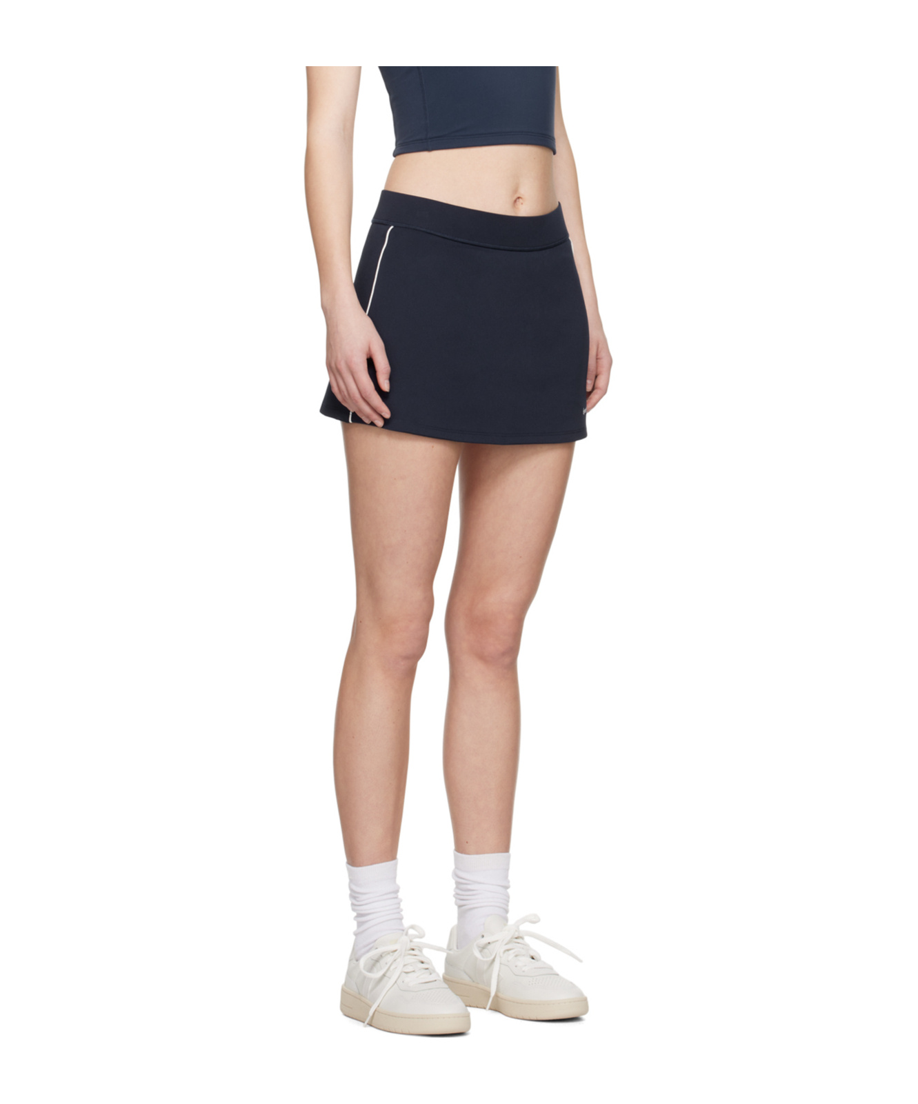 Shop Sporty And Rich Logo-print Stripe-detail Tennis Miniskirt In Black