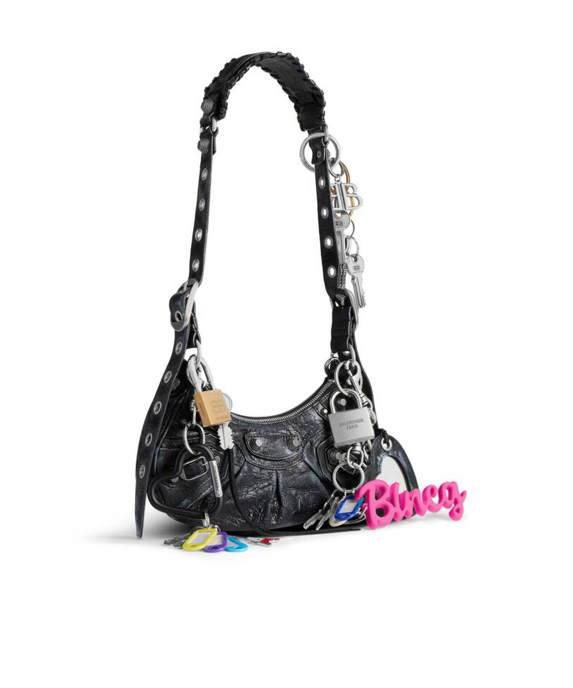 Balenciaga Le Cagole Xs Charm-detail Shoulder Bag In Black