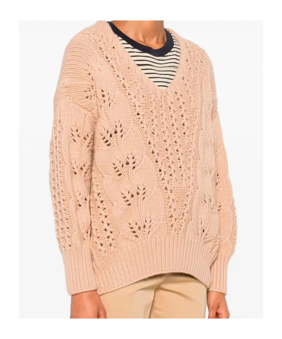 Ermanno Scervino Long Sleeve V-neck Sweater In Pink
