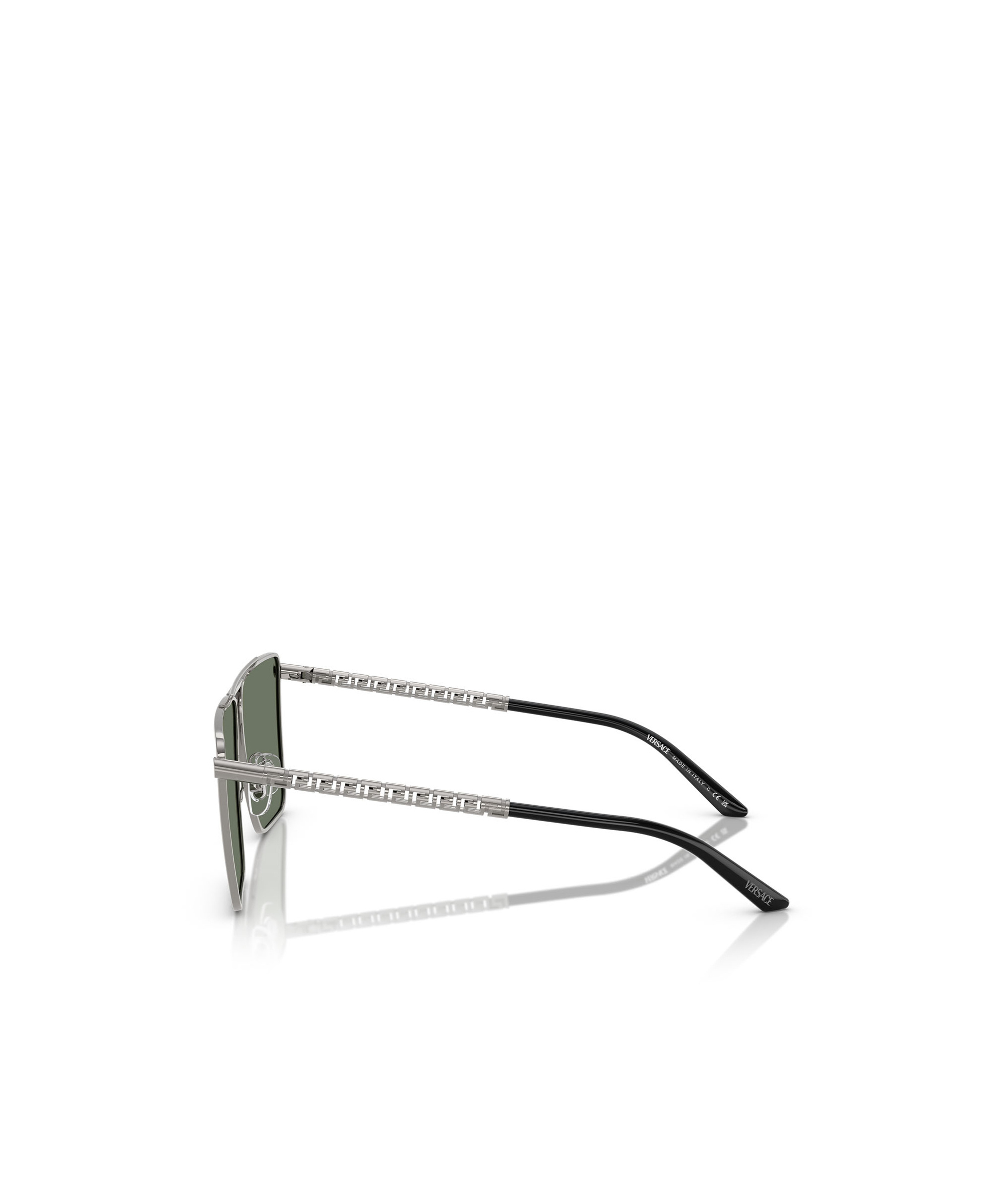 Versace Tubular Greca Rectangle-frame Sunglasses In Gray