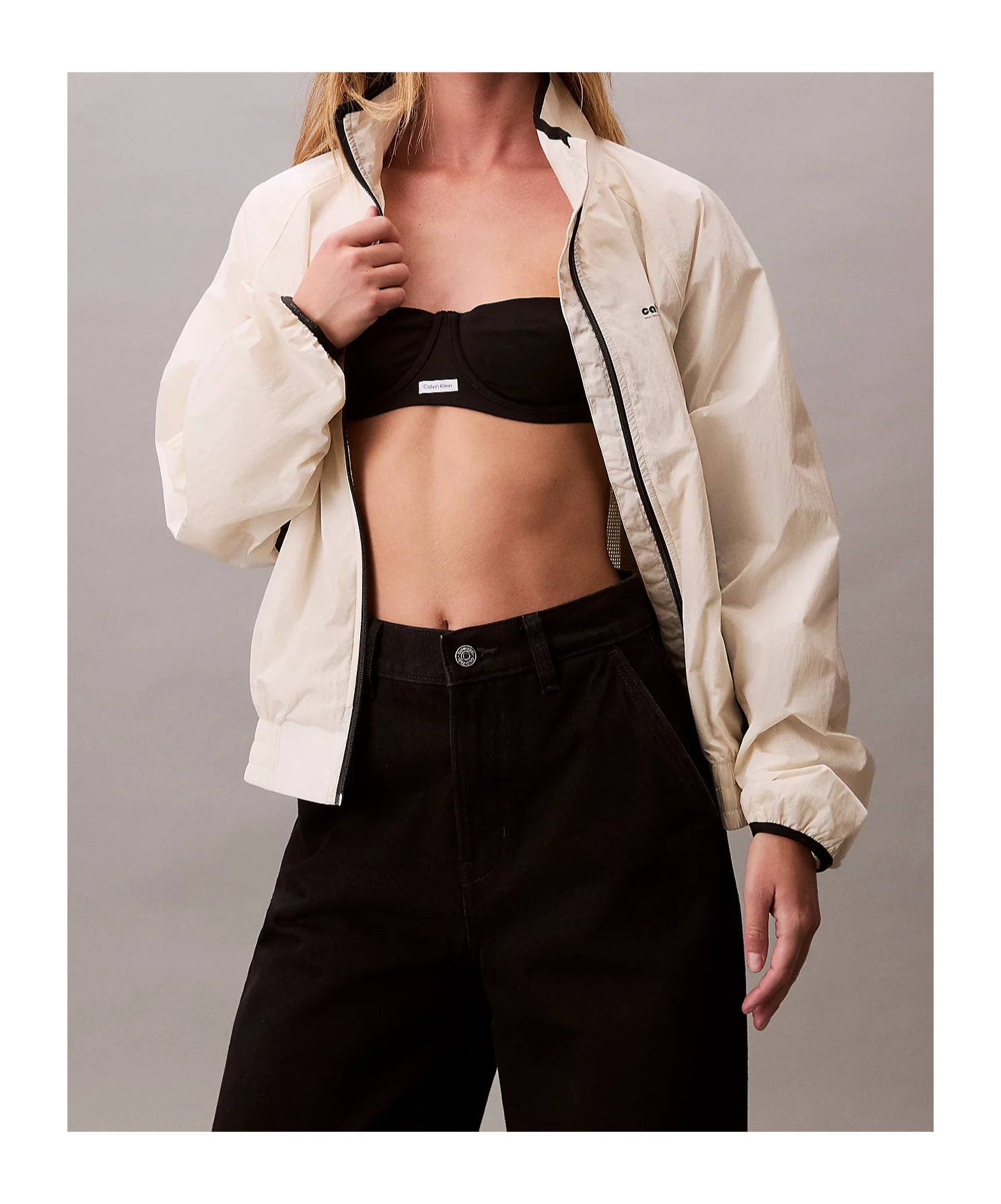 Calvin Klein Jeans Est.1978 White Polypropylene Shell Jacket In Neutral
