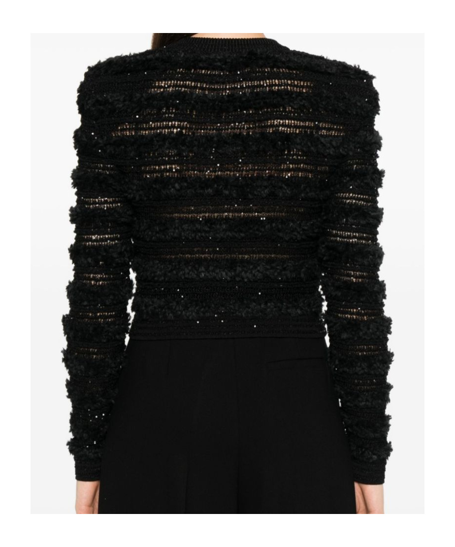 Balmain Knitwear Cardigan Tweed Texture In Black