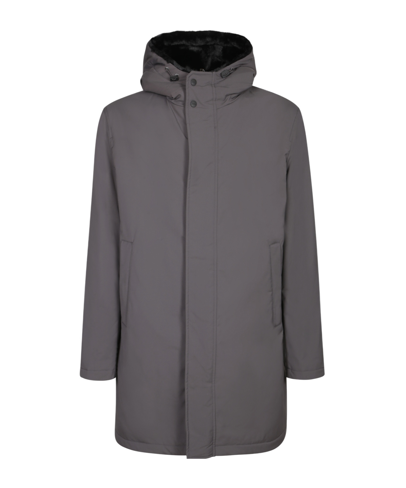 Herno Long-sleeved Hooded Coat In Gray